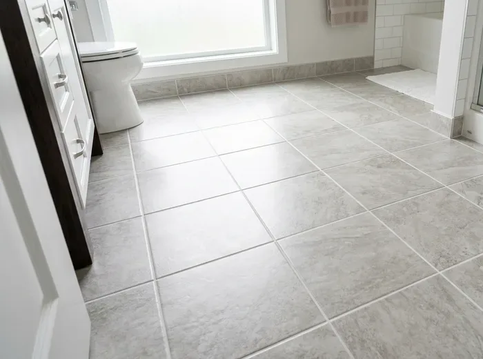 Tile floor bright and even after tile and grout cleaning