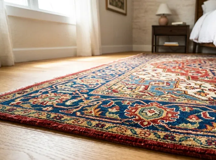 Traditional area rug with vivid color after cleaning