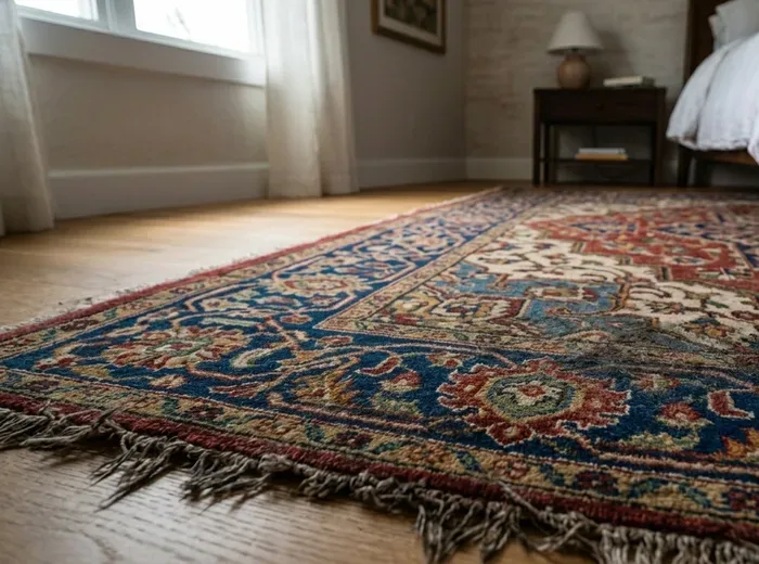 Faded area rug before cleaning