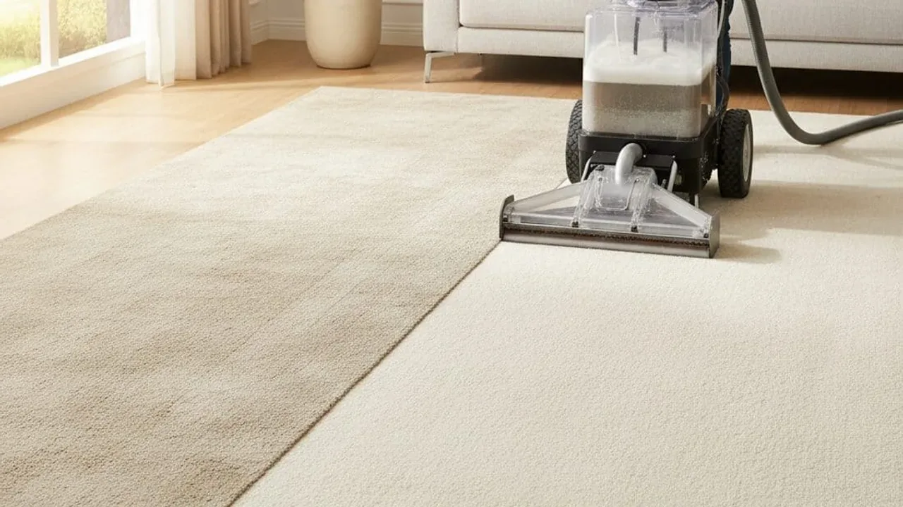Professional carpet extraction cleaning in a Solvang, CA living room